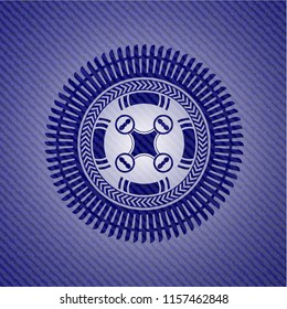 air drone icon inside emblem with jean high quality background