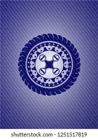 air drone icon inside emblem with jean texture