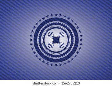 air drone icon inside emblem with jean texture