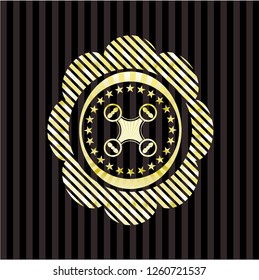 air drone icon inside gold emblem or badge