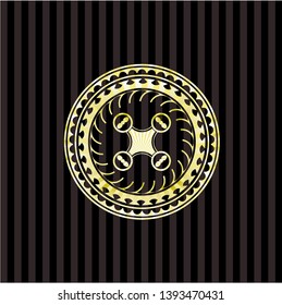 air drone icon inside gold shiny emblem