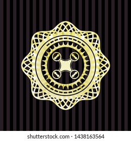 air drone icon inside gold shiny badge