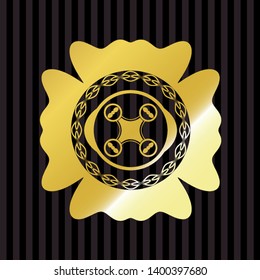 air drone icon inside golden badge