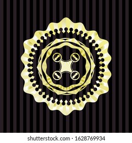 air drone icon inside golden badge or emblem