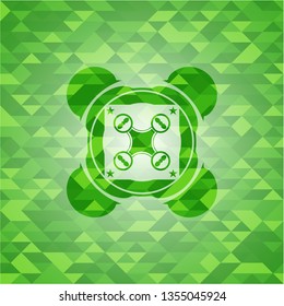 air drone icon inside green mosaic emblem