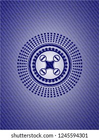 air drone icon inside jean or denim emblem or badge background