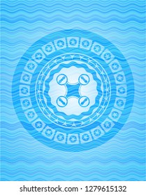 air drone icon inside light blue water wave style badge.