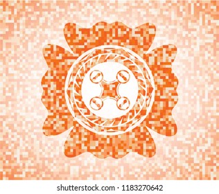 air drone icon inside orange mosaic emblem