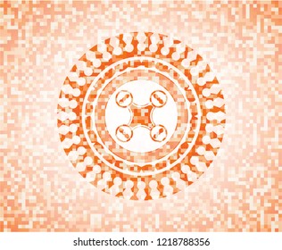 air drone icon inside orange mosaic emblem