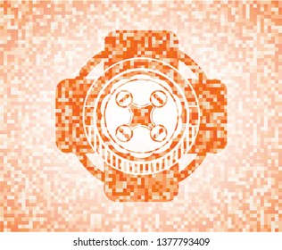 air drone icon inside orange mosaic emblem