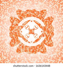 air drone icon inside orange mosaic emblem with background