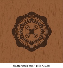 air drone icon inside realistic wood emblem