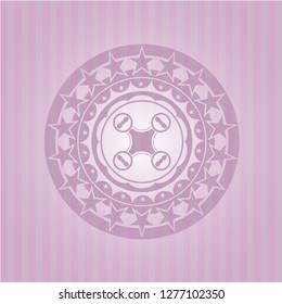 air drone icon inside realistic pink emblem