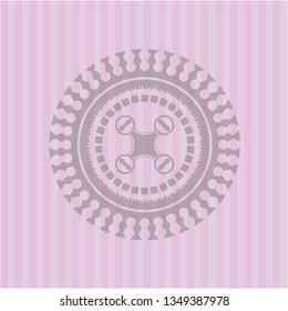 air drone icon inside realistic pink emblem