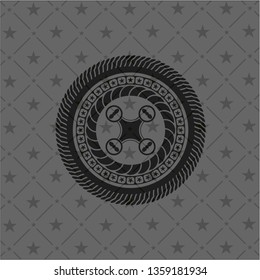 air drone icon inside realistic dark emblem