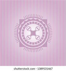 air drone icon inside realistic pink emblem