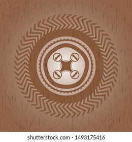 air drone icon inside realistic wood emblem