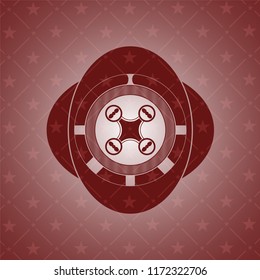 air drone icon inside red emblem. Retro