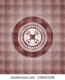 air drone icon inside red geometric badge. Seamless.
