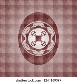 air drone icon inside red seamless geometric emblem.