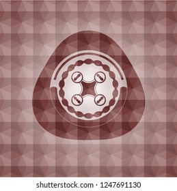 air drone icon inside red seamless badge with geometric background.