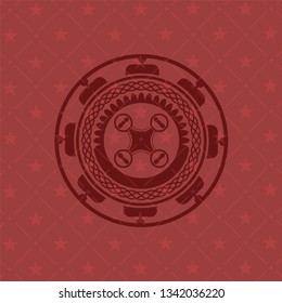 air drone icon inside red emblem. Retro