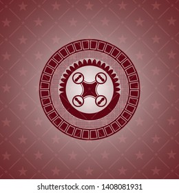 air drone icon inside red emblem. Retro
