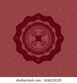 air drone icon inside red emblem. Retro