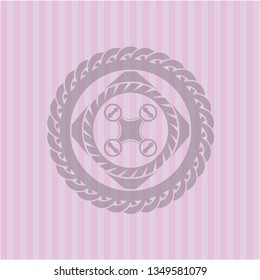 air drone icon inside retro pink emblem