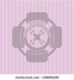 air drone icon inside retro pink emblem