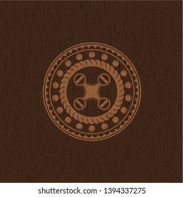 air drone icon inside retro wood emblem