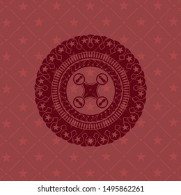 air drone icon inside retro style red emblem