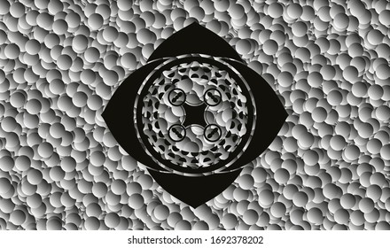 air drone icon inside retro style black emblem with grey bubbles background. Vector Illustration. Detailed.