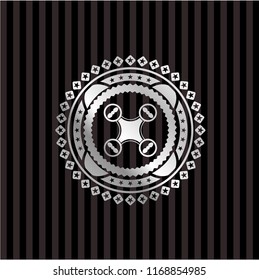 air drone icon inside silver shiny badge