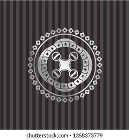 air drone icon inside silver shiny badge