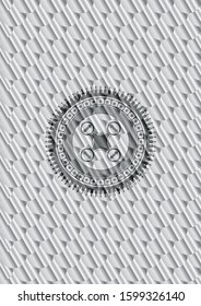 air drone icon inside silver color badge or emblem. Scales pattern. Vector Illustration. Detailed.