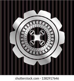 air drone icon inside silvery badge or emblem