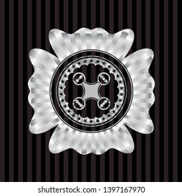 air drone icon inside silvery emblem