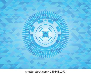 air drone icon inside sky blue mosaic emblem