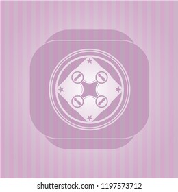 air drone icon inside vintage pink emblem