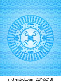 air drone icon inside water concept badge background.