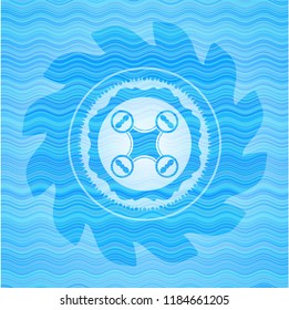 air drone icon inside water concept emblem background.