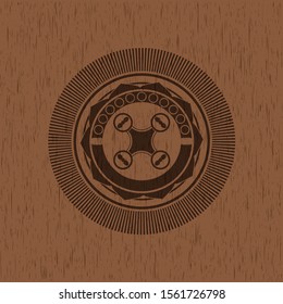 air drone icon inside wood emblem. Retro
