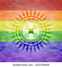 air drone icon on mosaic background with the colors of the LGBT flag