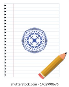 air drone icon pen effect. Blue ink. Vector Illustration. Detailed.