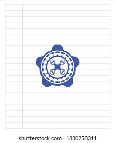 air drone icon pen effect. Blue ink. Vector Illustration. Detailed. 
