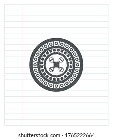 Luftdrohnensymbol geknackt. Vektorgrafik. Detaillierte Angaben. 