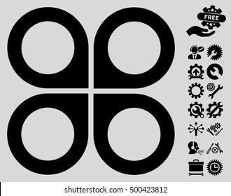 Air Drone pictograph with bonus configuration pictures. Vector illustration style is flat iconic symbols, black color, light gray background.