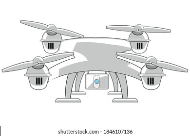 Air drone quadcopter with two screws and camera for removal