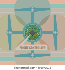 Air drone quadro copter electronic components. Cover design. Vector illustration.